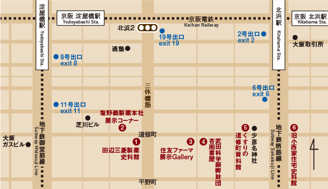 地図：道修町ミュージアムストリート